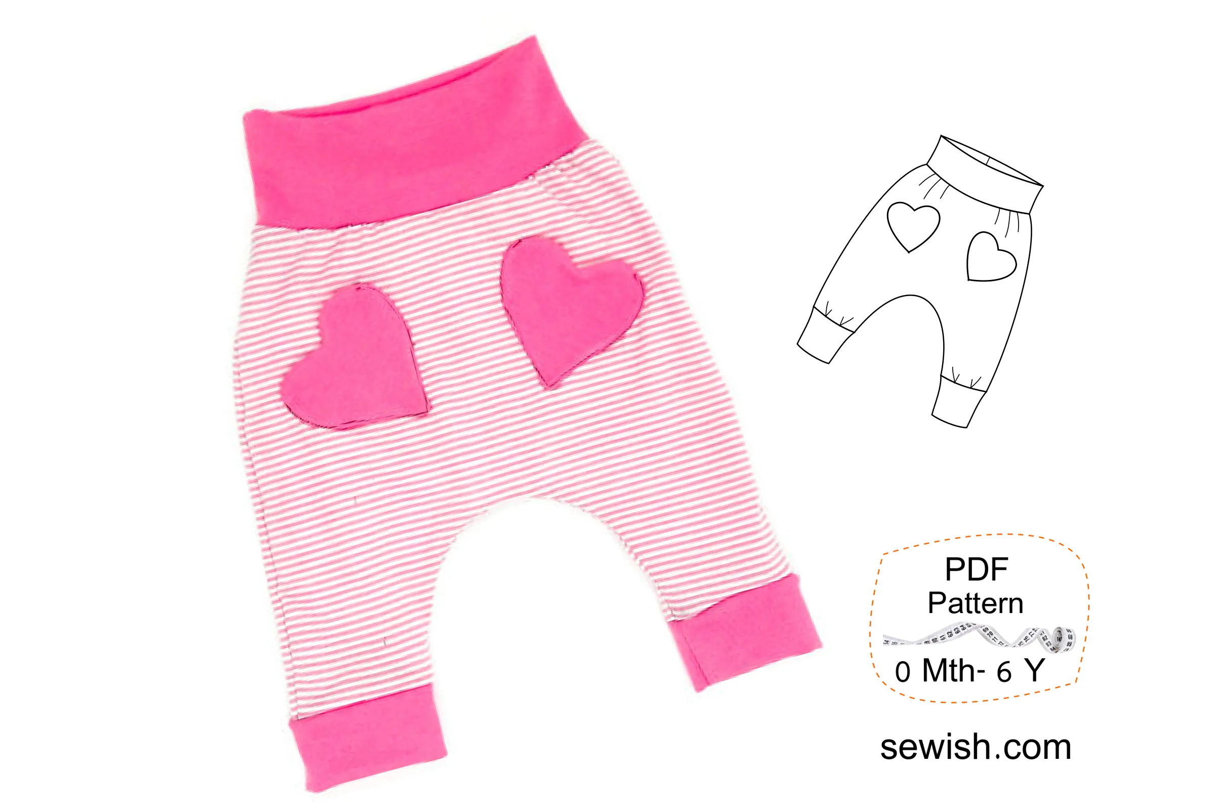 Baby Harem Pants & Baby Hat Slouchy Beanie Sewing Patterns. Sizes 0 Month-6 YEARS