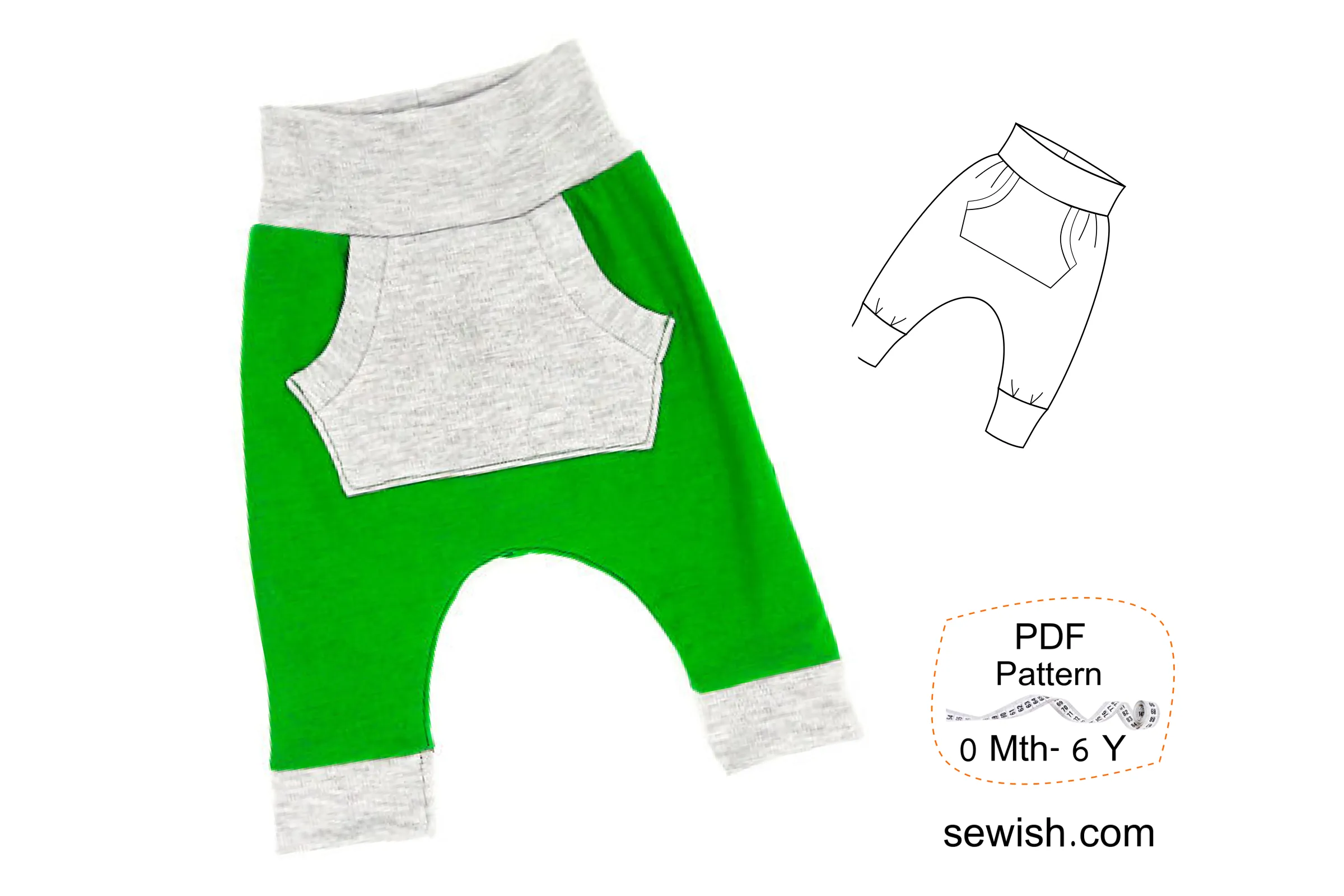 Baby Harem Pants & Baby Hat Slouchy Beanie Sewing Patterns. Sizes 0 Month-6 YEARS