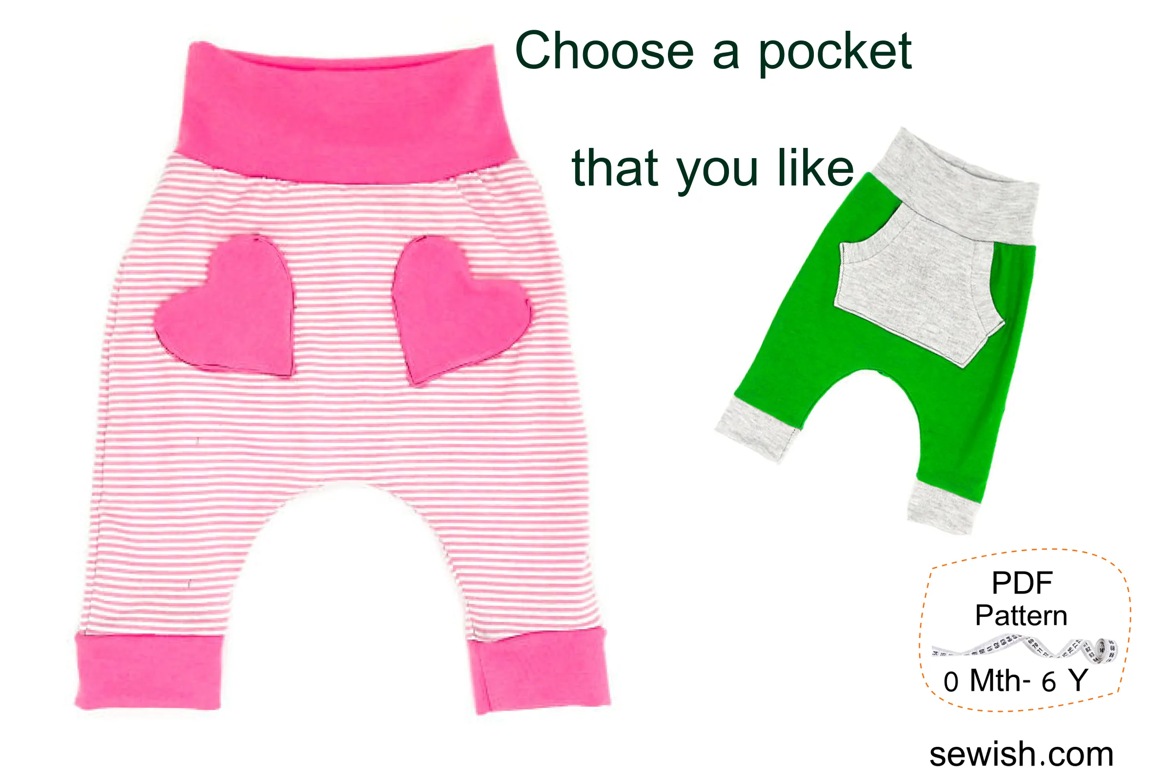 Baby Harem Pants Sewing Patterns, Baby Hat Beanie Sewing Patterns, Sizes 0 Month-6 YEARS