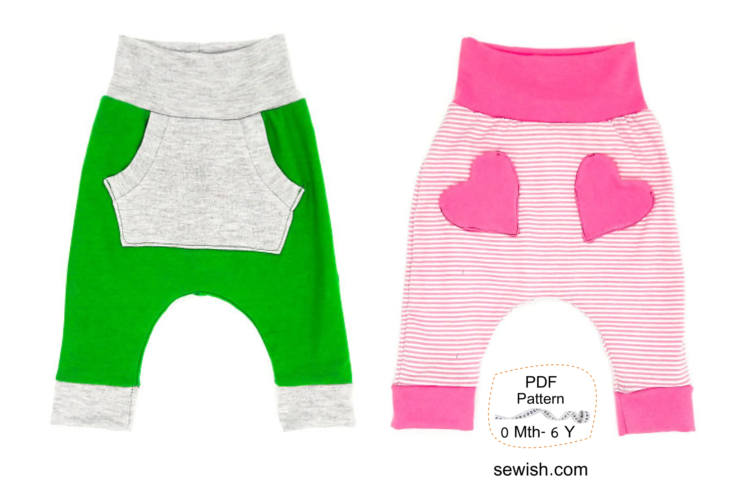 Baby Harem Pants Sewing Patterns, Baby Hat Beanie Sewing Patterns, Sizes 0 Month-6 YEARS