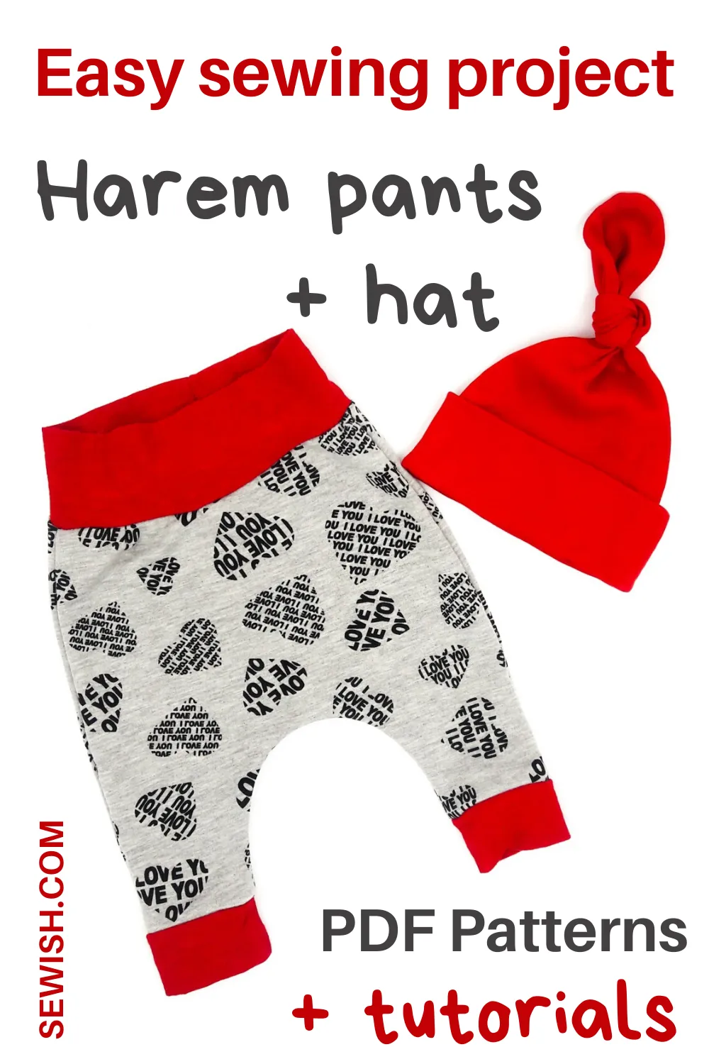 Baby Harem Pants Sewing Patterns, Baby Hat Pattern pdf, Sizes 0 Month-6 YEARS