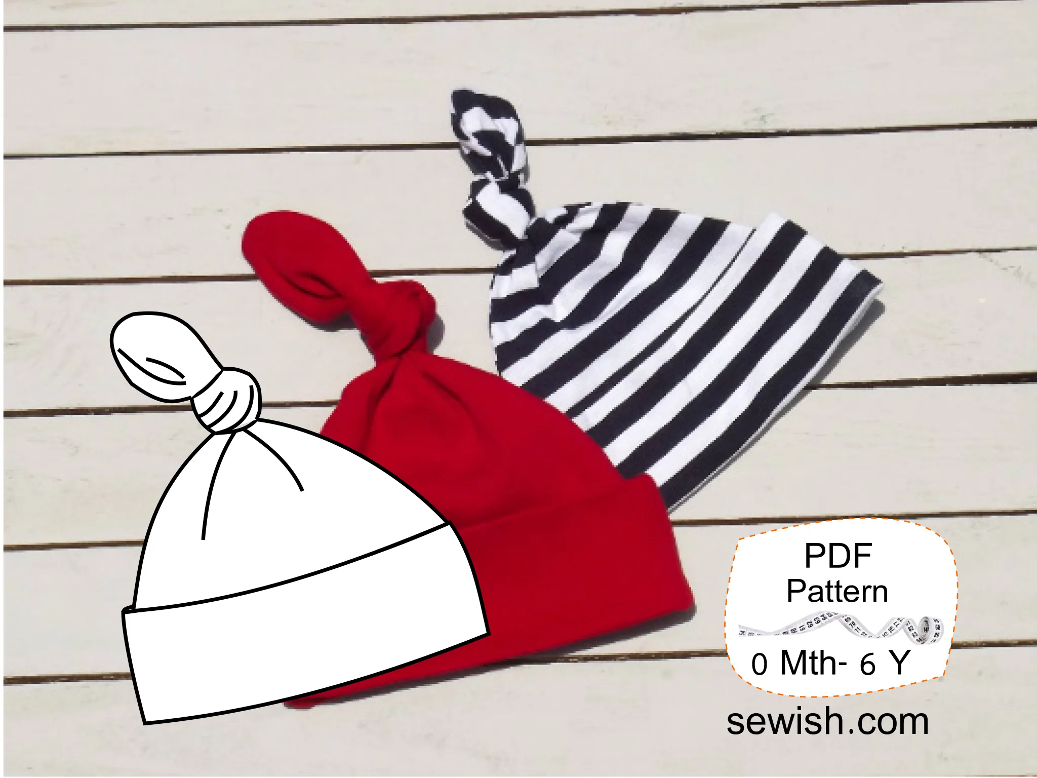 Baby Harem Pants Sewing Patterns, Baby Hat Pattern pdf, Sizes 0 Month-6 YEARS