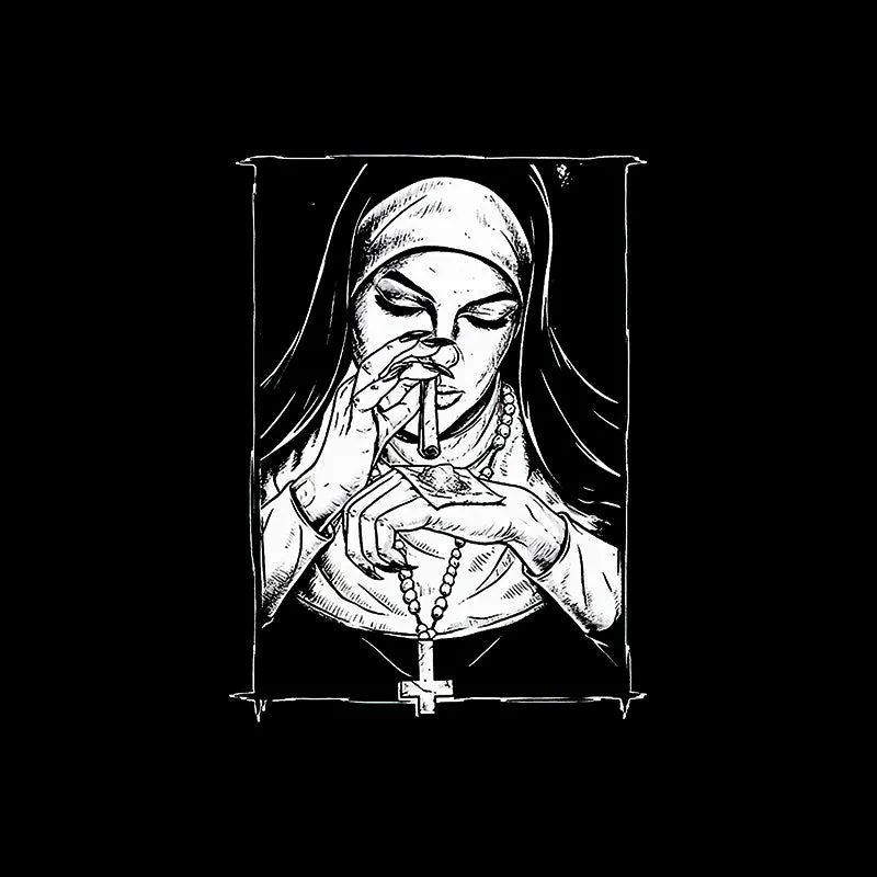 Bad Religious Nun Graphic Casual Black Print Hoodie