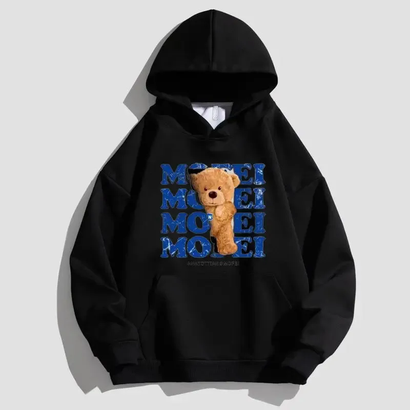Bear Print Hoodie Warm Winter hoodie