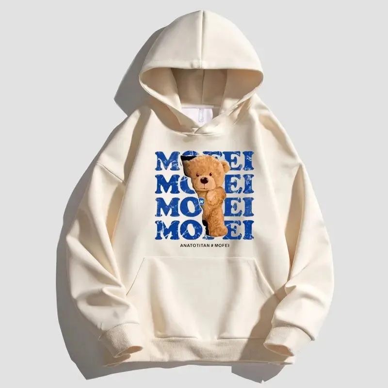 Bear Print Hoodie Warm Winter hoodie