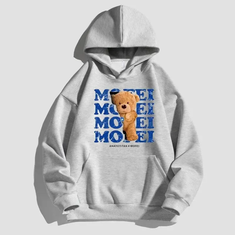 Bear Print Hoodie Warm Winter hoodie