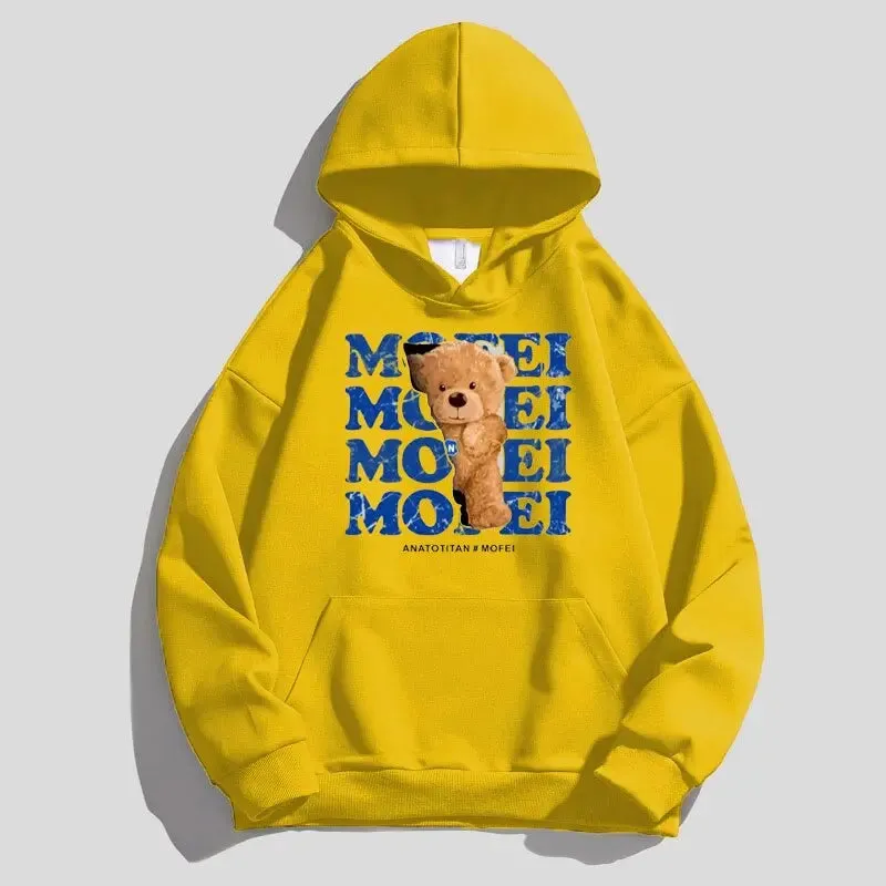 Bear Print Hoodie Warm Winter hoodie