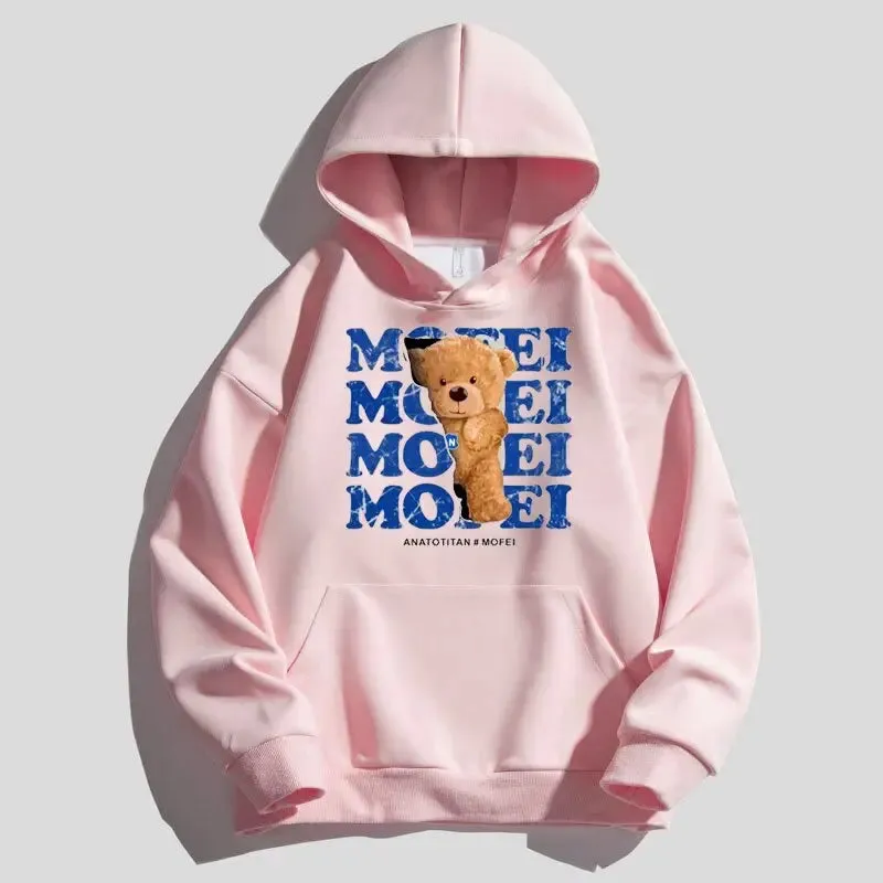 Bear Print Hoodie Warm Winter hoodie