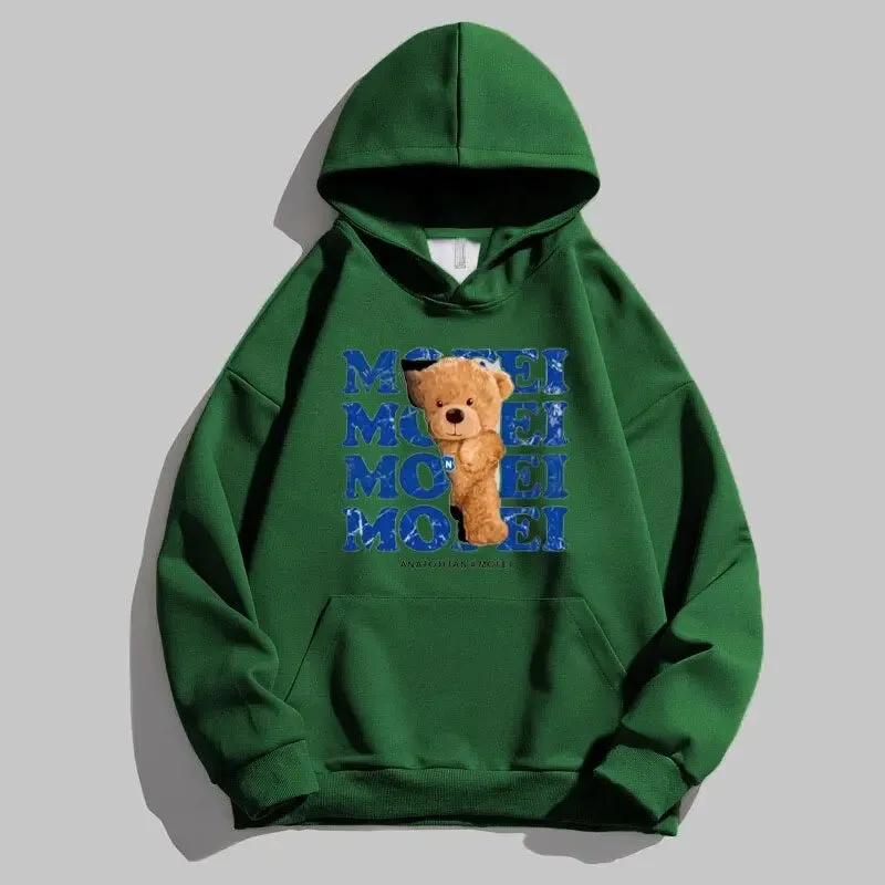 Bear Print Hoodie Warm Winter hoodie
