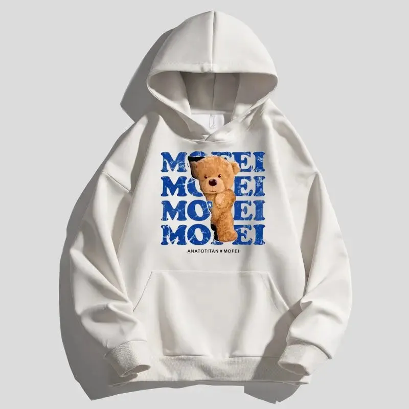 Bear Print Hoodie Warm Winter hoodie