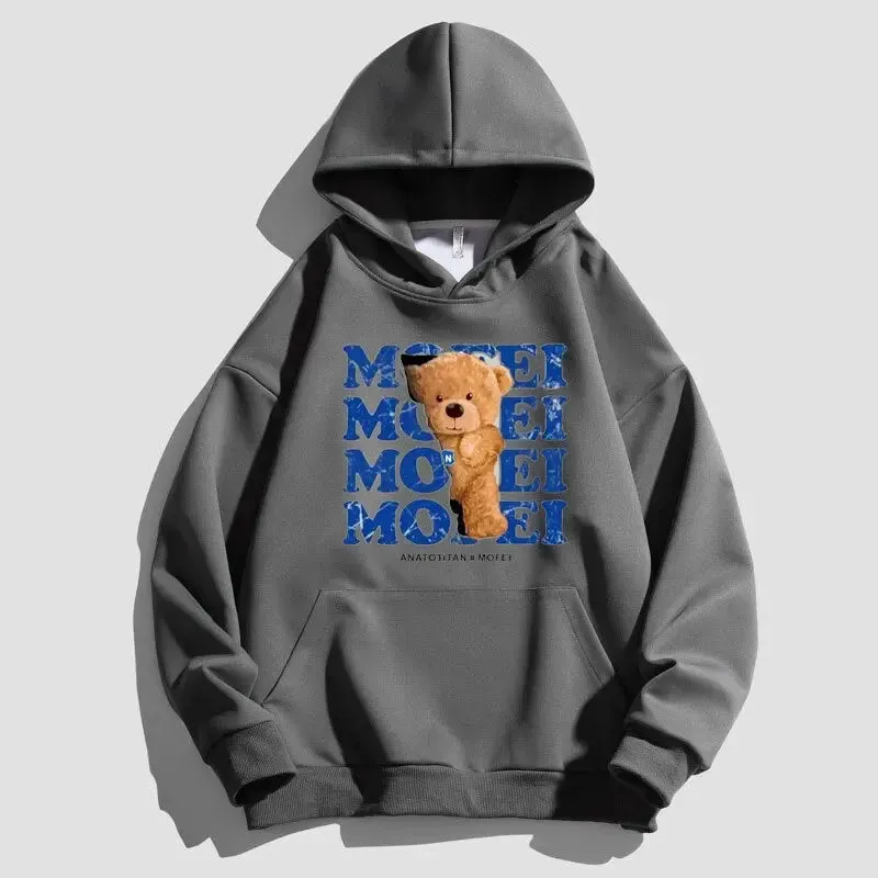 Bear Print Hoodie Warm Winter hoodie