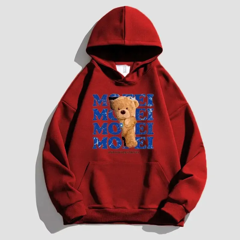 Bear Print Hoodie Warm Winter hoodie