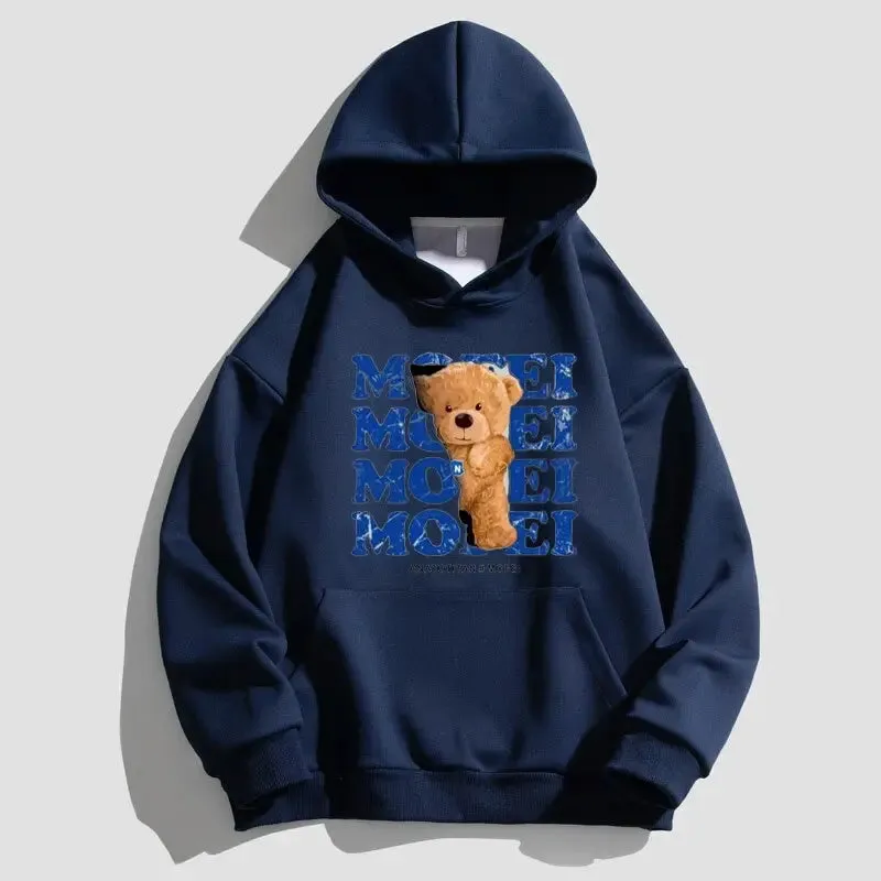 Bear Print Hoodie Warm Winter hoodie