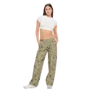 Bird Floral Print Cargo Pants