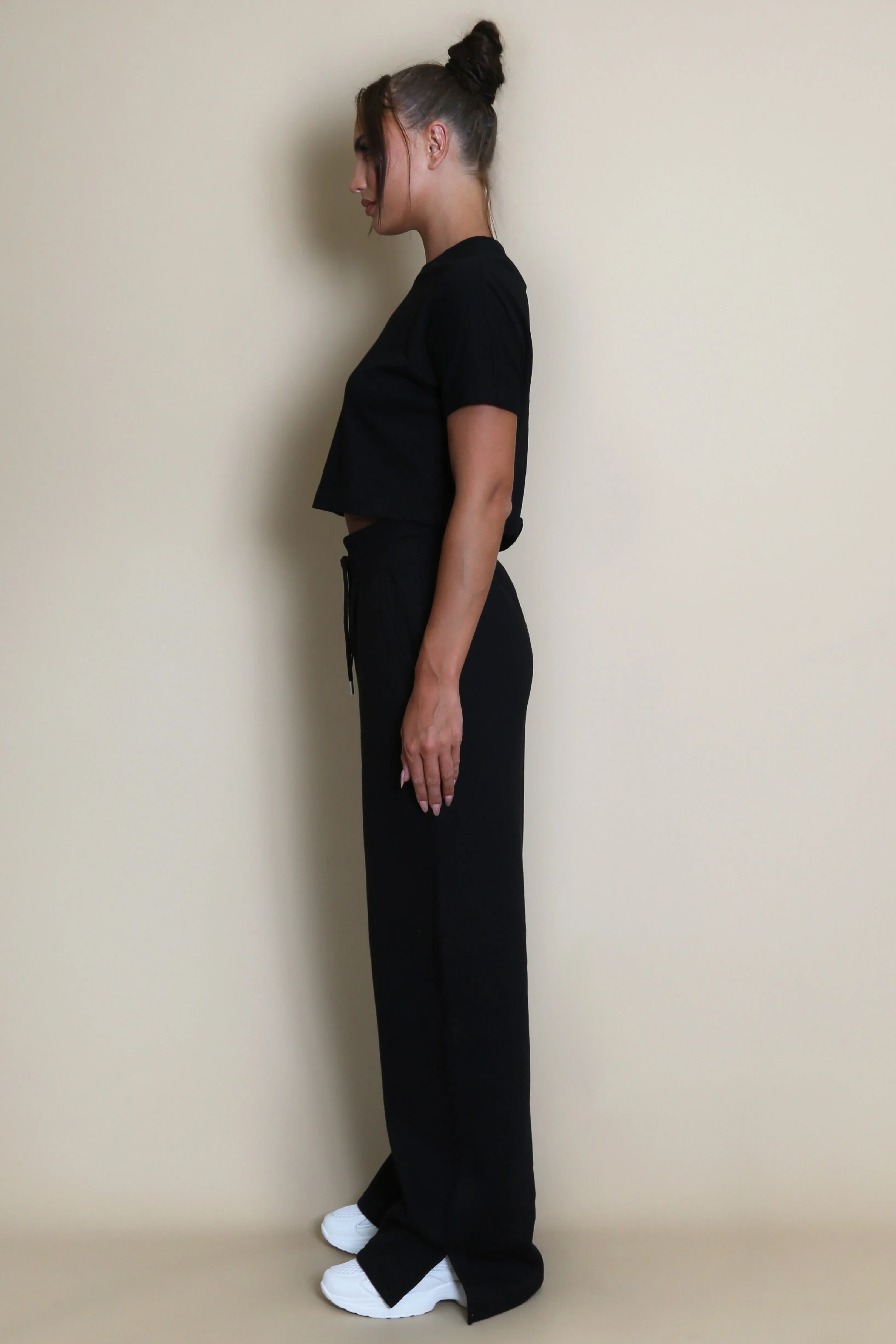 Black Basic Boxy Fit Cropped T-shirt