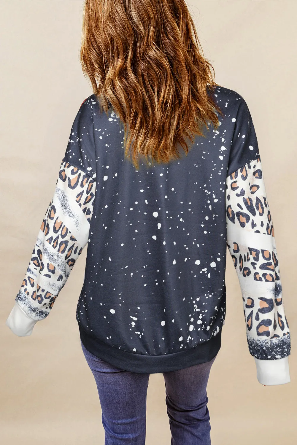 Black CAPTAIN OF THE STRUGGLE BUS Leopard Bleached Sweatshirt