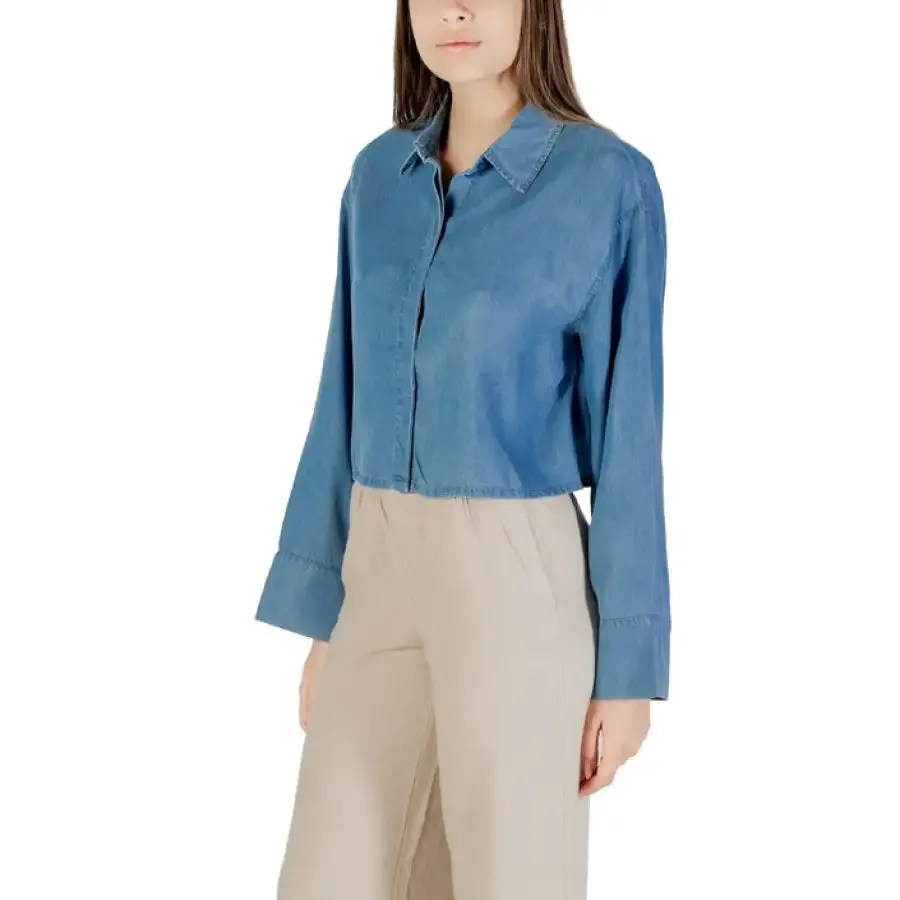 Blue Denim Cropped Shirt
