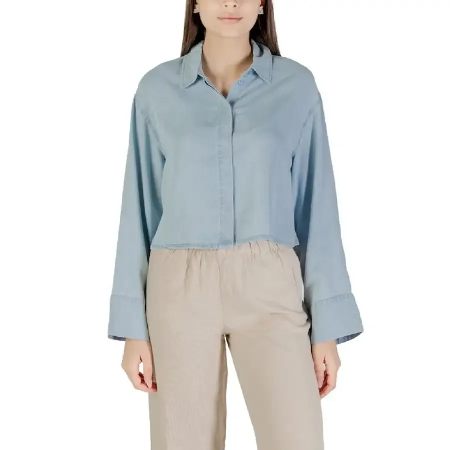 Blue Denim Cropped Shirt