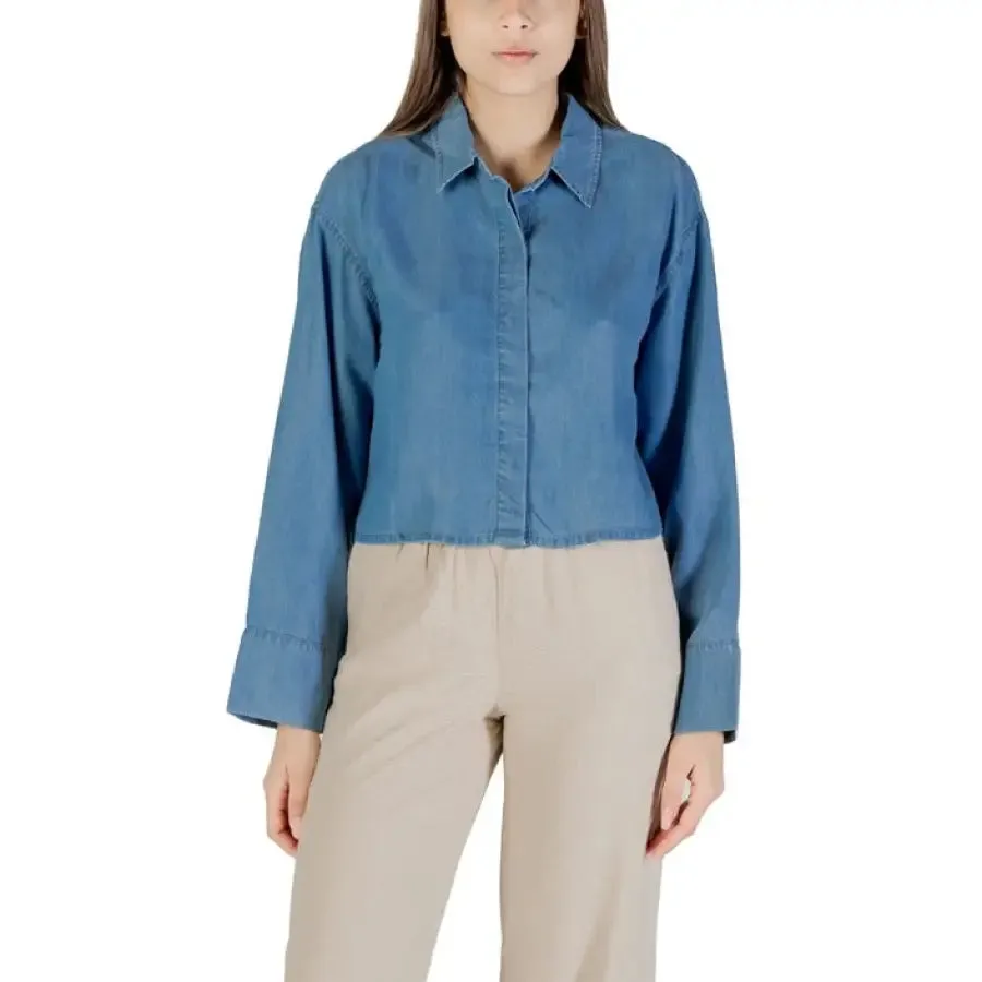 Blue Denim Cropped Shirt