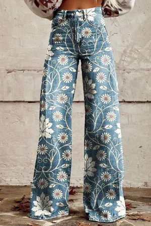 Blue | Vintage Flower Pants