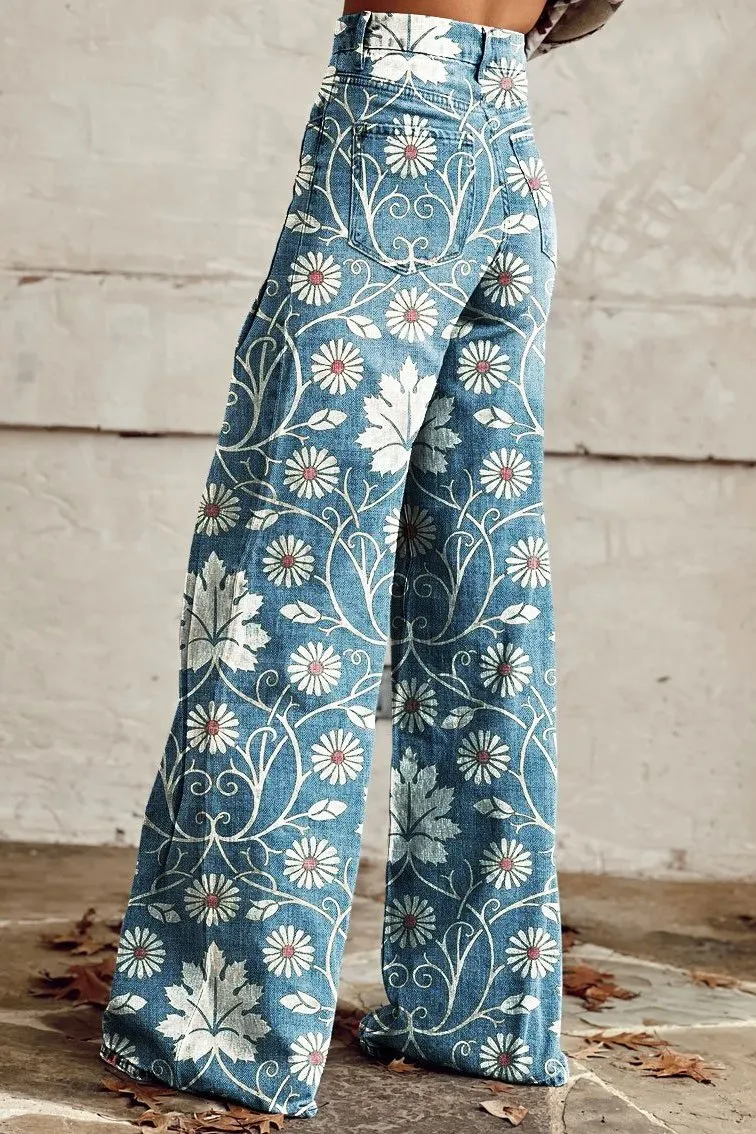 Blue | Vintage Flower Pants