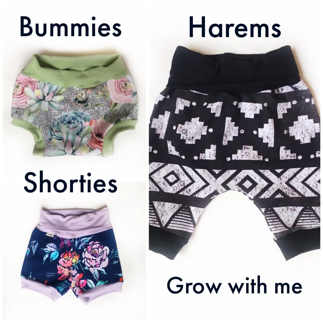 Blush Harem Shorts, Grow-With-Me