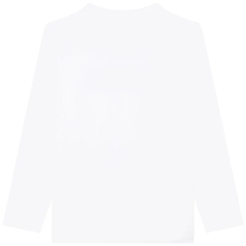 Boys White Long Sleeve Logo T-Shirt