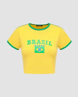 Brasil Cropped Raglan Sports Top