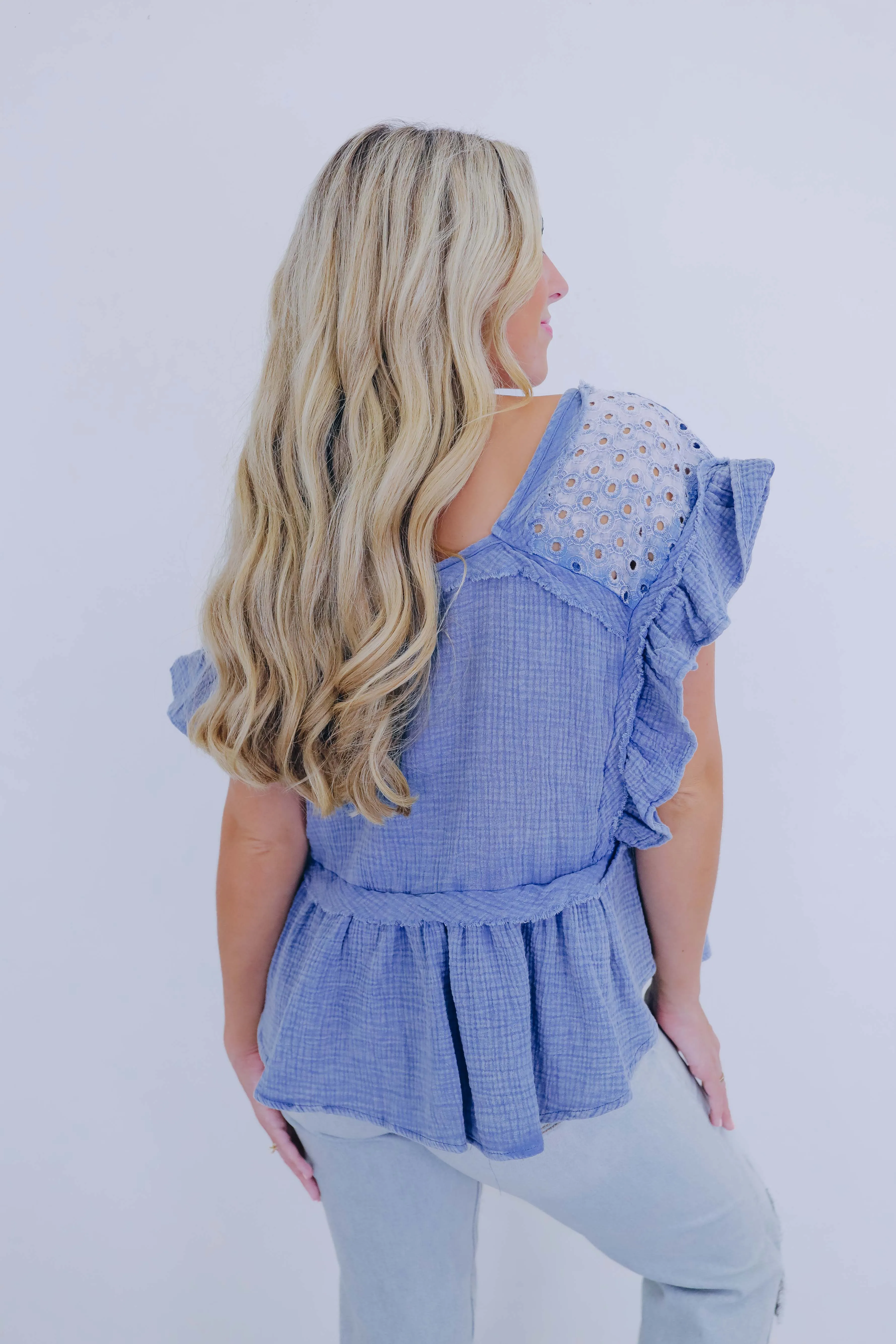 Brooklyn Babydoll Washed Eyelet Top - 5 Colors