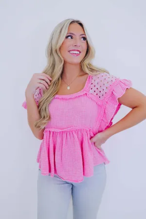 Brooklyn Babydoll Washed Eyelet Top - 5 Colors