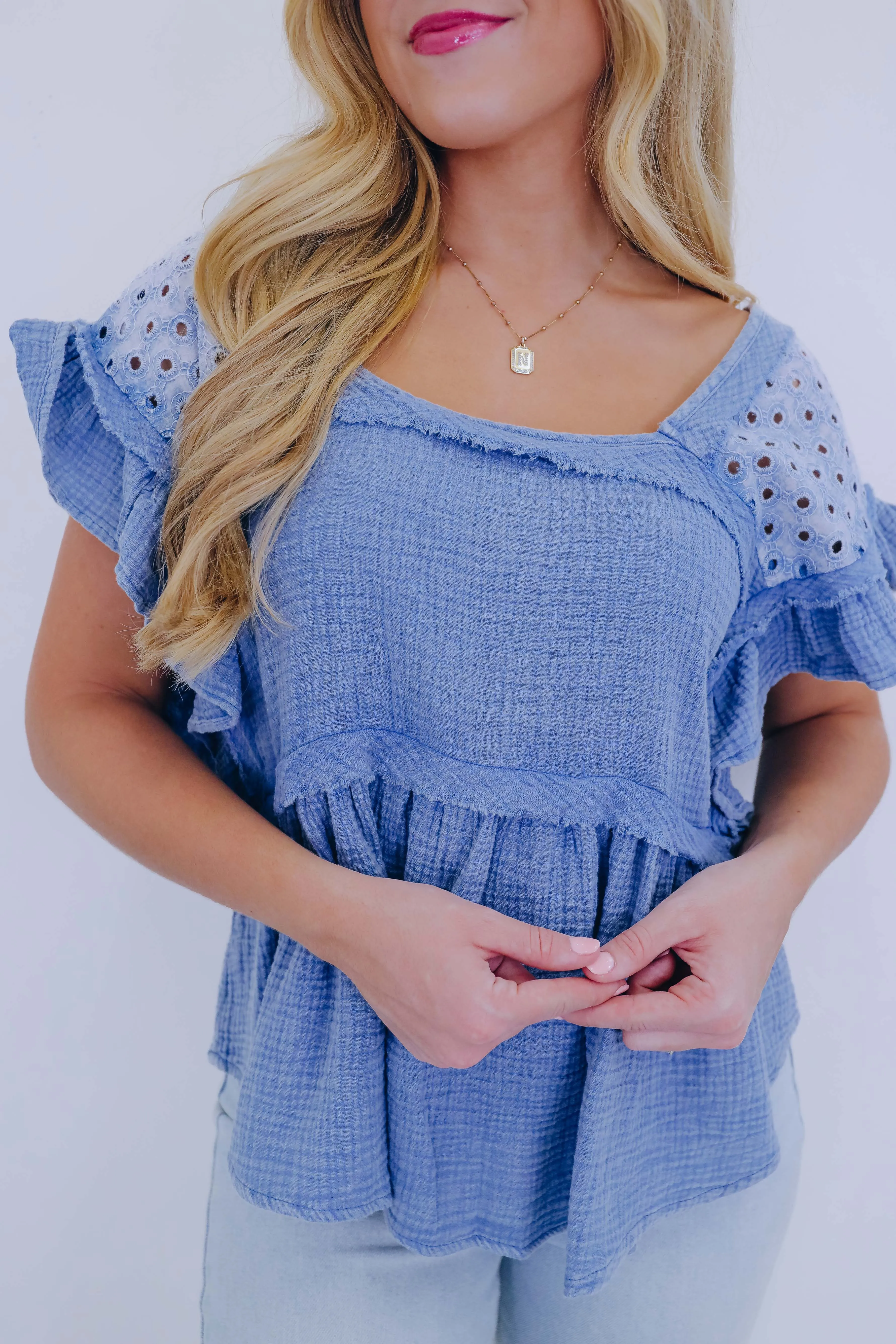 Brooklyn Babydoll Washed Eyelet Top - 5 Colors