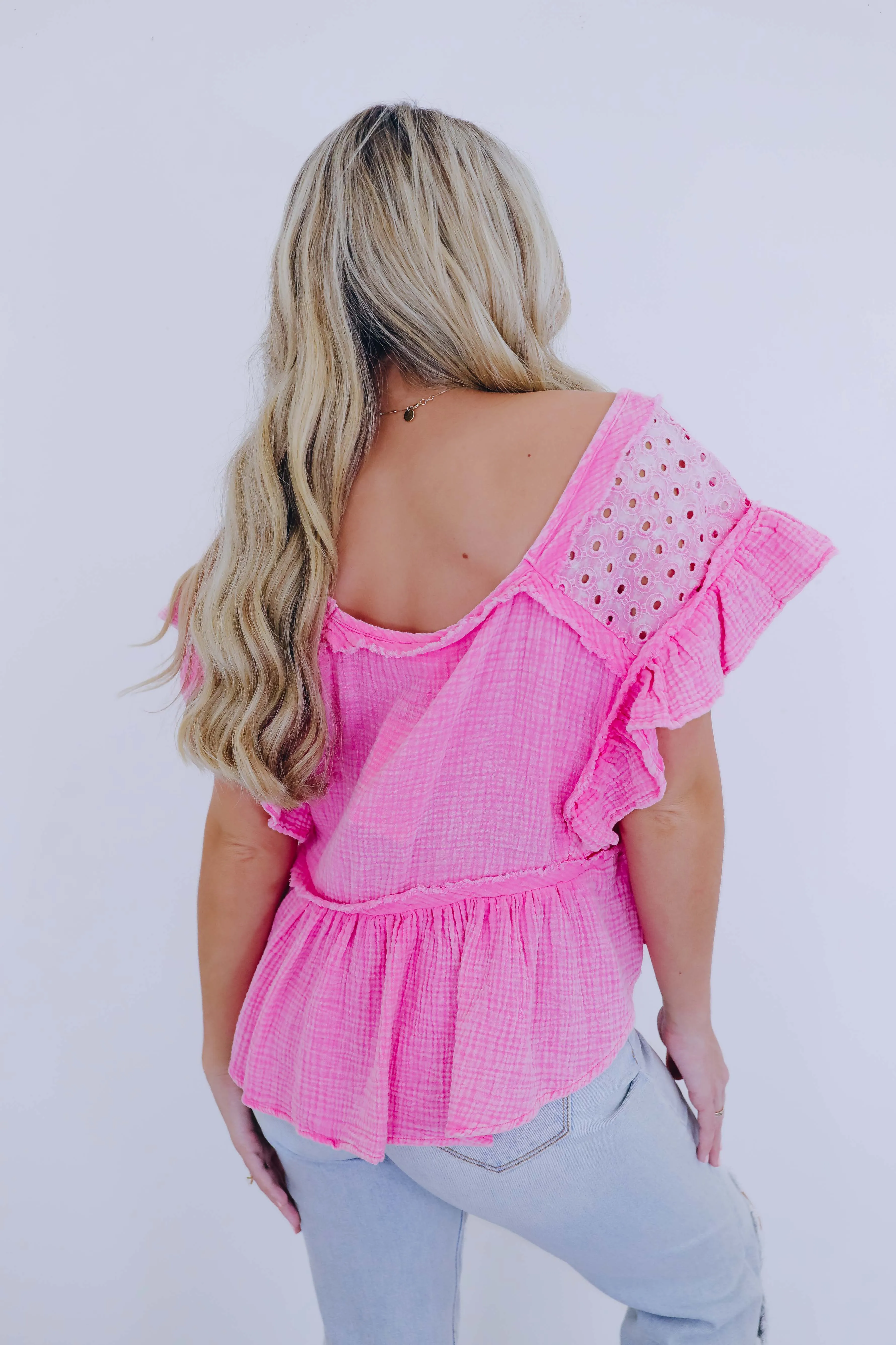 Brooklyn Babydoll Washed Eyelet Top - 5 Colors