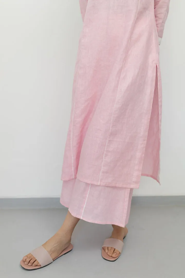 Bubblegum Linen Kurta and Pants Set