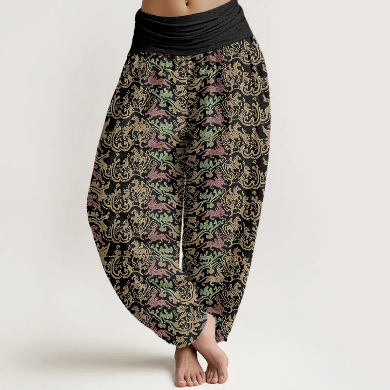 Buddha Stones Animal Stripes Design Women's Elastic Waist Harem Pants