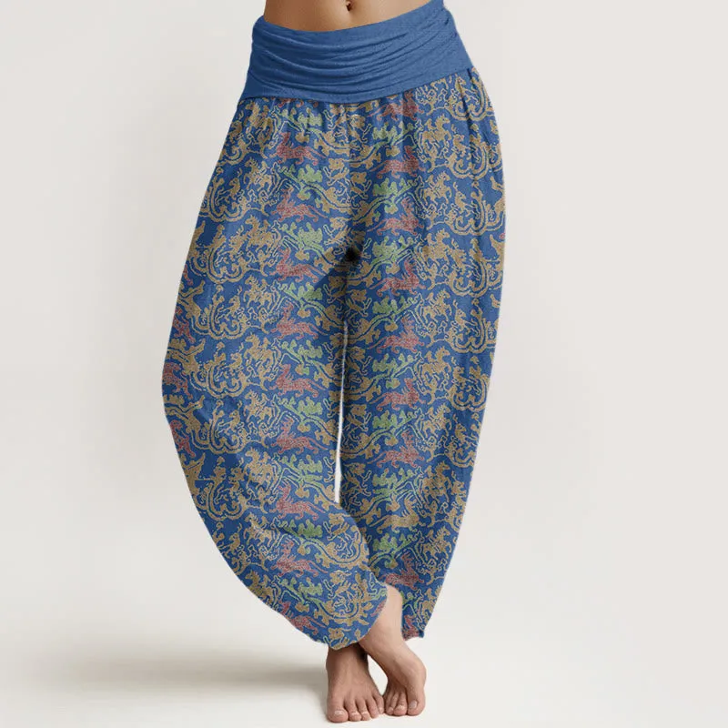 Buddha Stones Animal Stripes Design Women's Elastic Waist Harem Pants