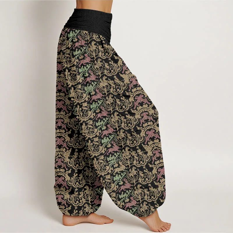 Buddha Stones Animal Stripes Design Women's Elastic Waist Harem Pants