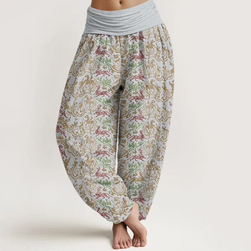 Buddha Stones Animal Stripes Design Women's Elastic Waist Harem Pants