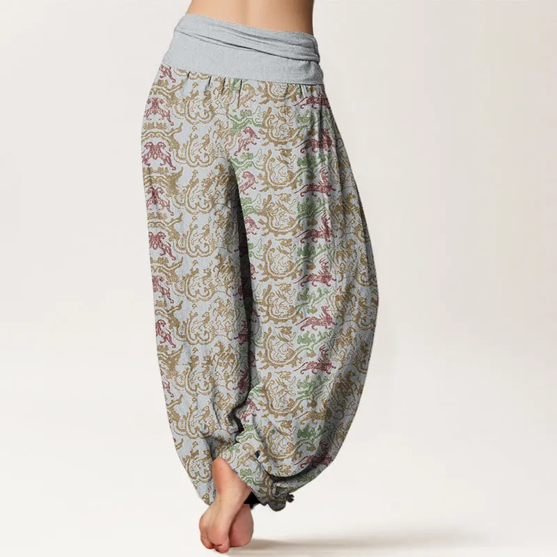 Buddha Stones Animal Stripes Design Women's Elastic Waist Harem Pants