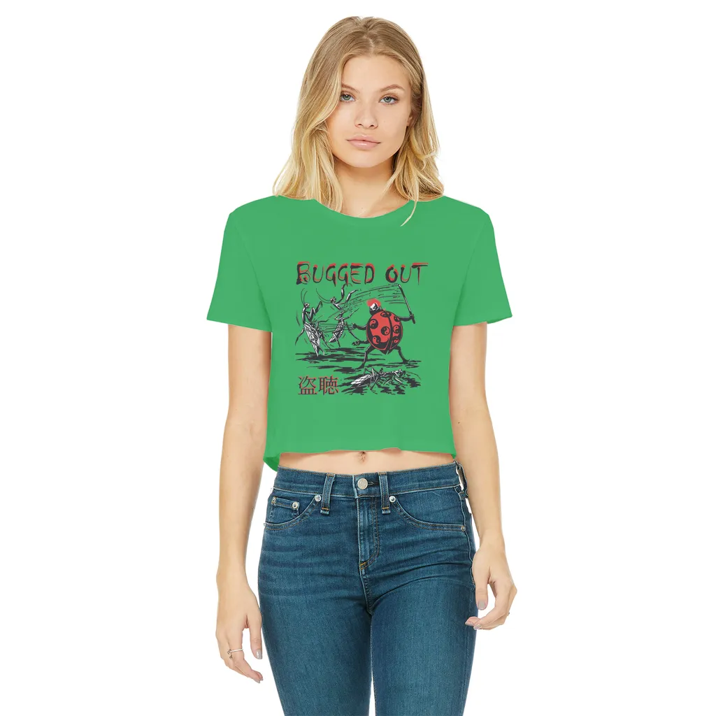 Bugged Out Lady Bug Classic Women's Cropped Raw Edge T-Shirt