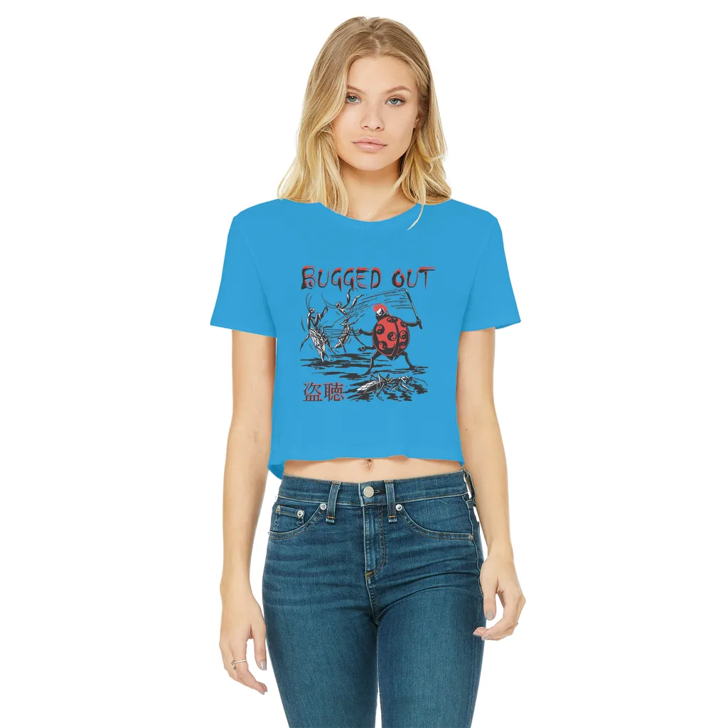 Bugged Out Lady Bug Classic Women's Cropped Raw Edge T-Shirt
