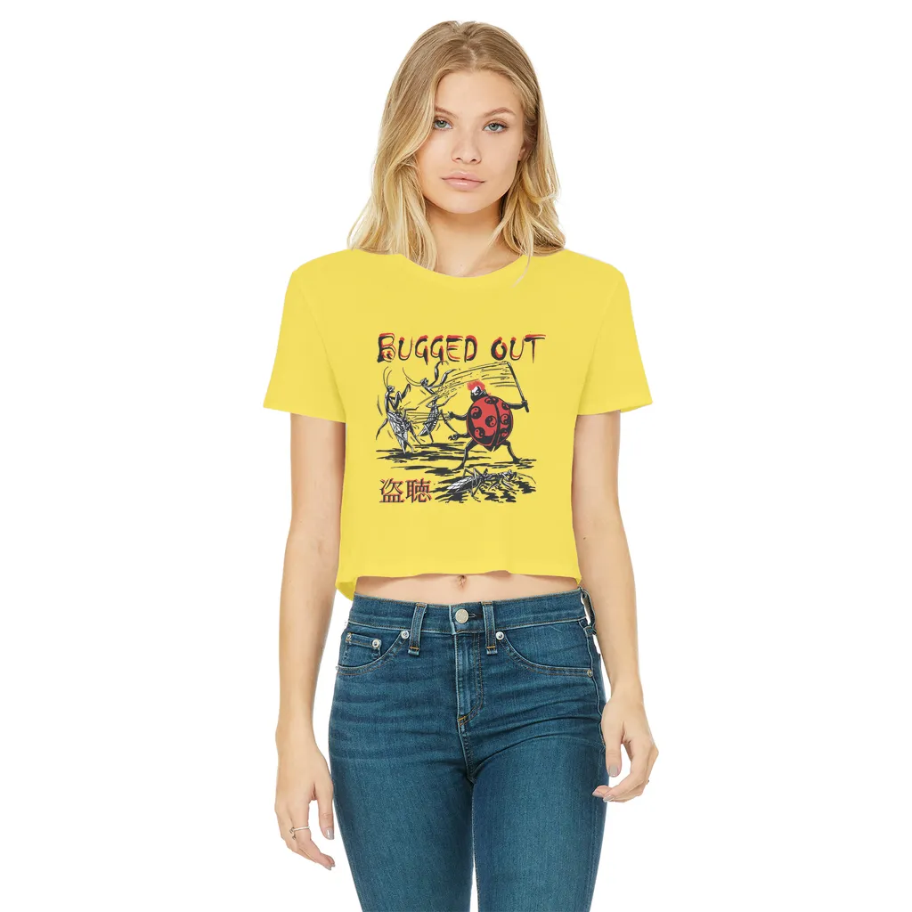 Bugged Out Lady Bug Classic Women's Cropped Raw Edge T-Shirt