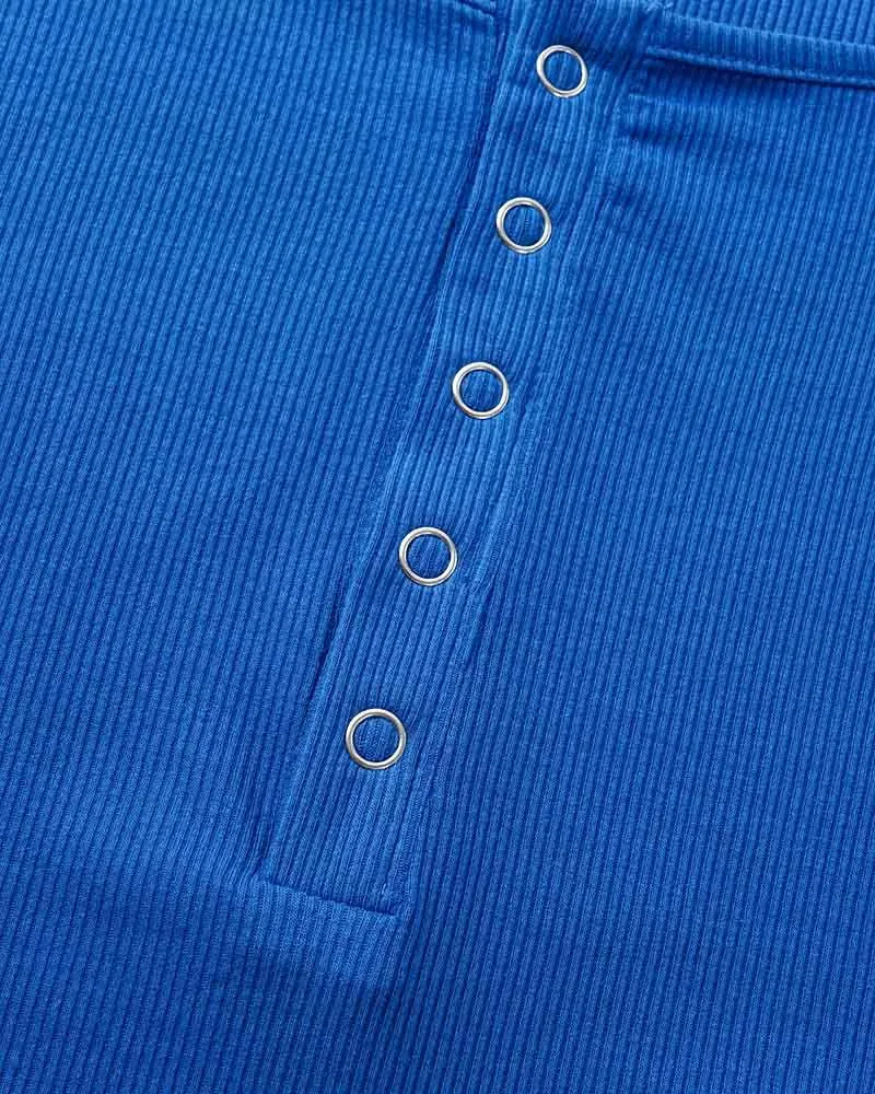 Button Long Sleeve Ribbed Top