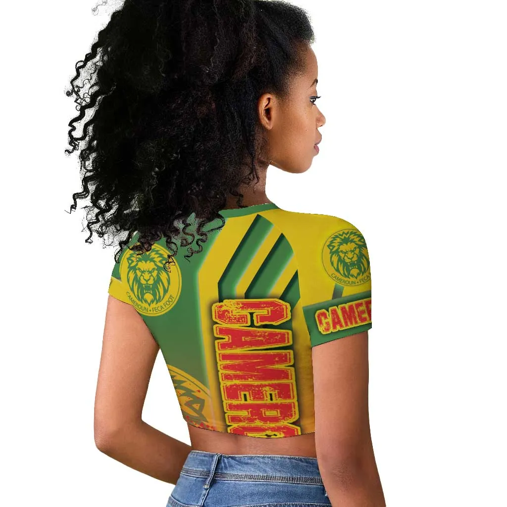 Cameroon Soccer Raglan Cropped T shirt Indomitable Lions Football - Road To Champion DT03