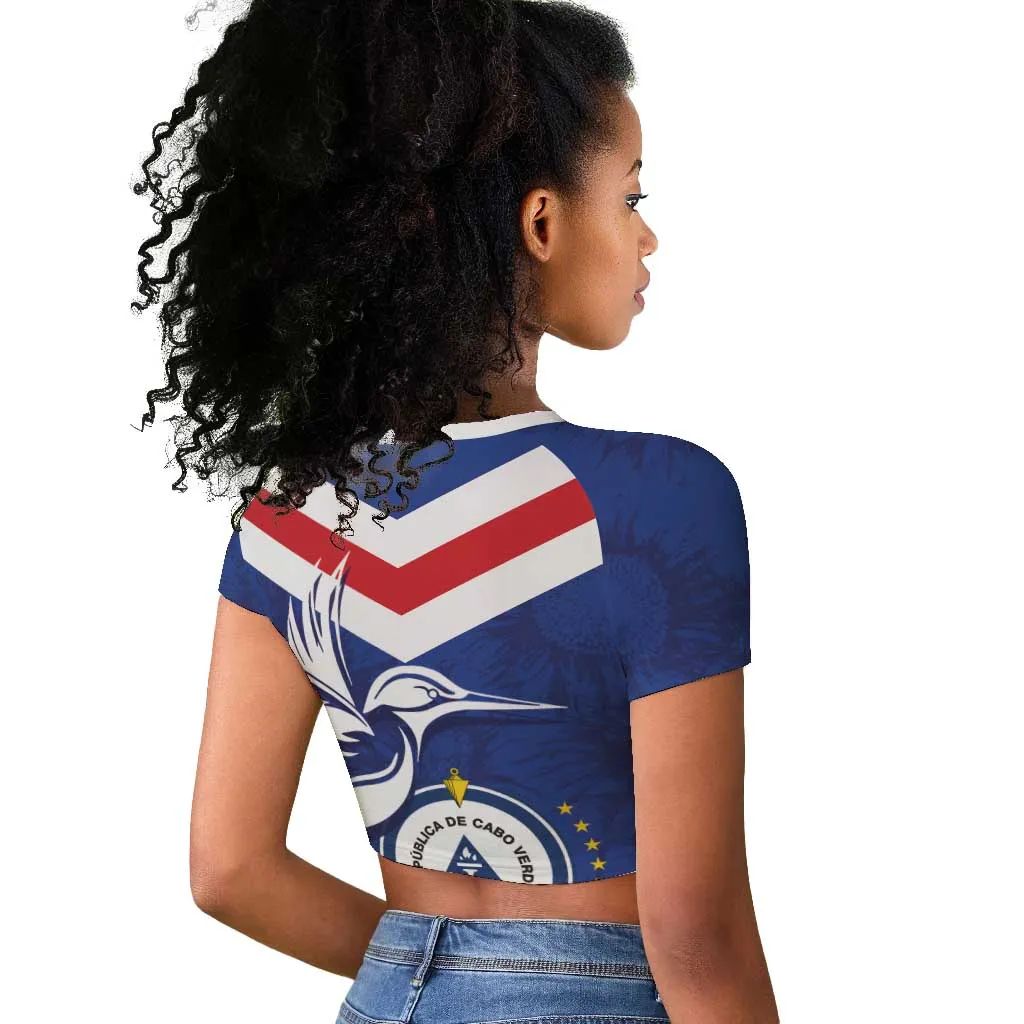 Cape Verde Independence Day Raglan Cropped T shirt Gerbera Daisy Pattern LT01