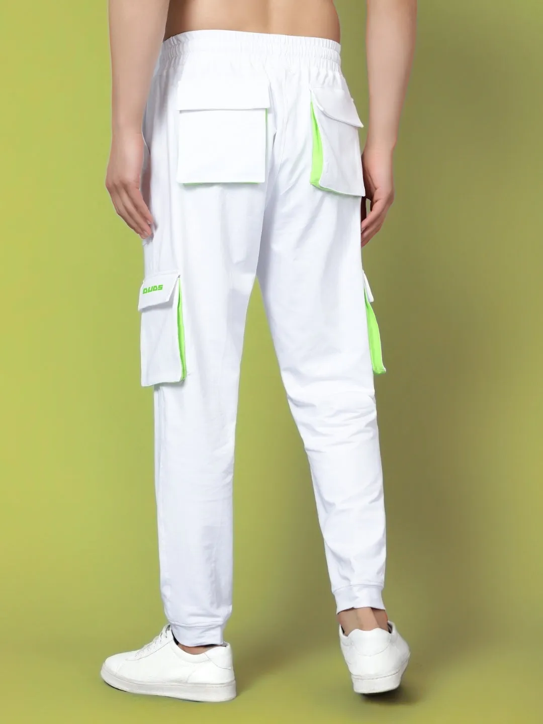Cargo Pants (White With Neon Green Highlighter)