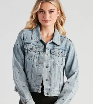 Casual Glam Rhinestone Denim Jacket