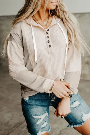 Casual Patchwork Buckle Contrast Hooded Collar Hoodies(3 Colors)