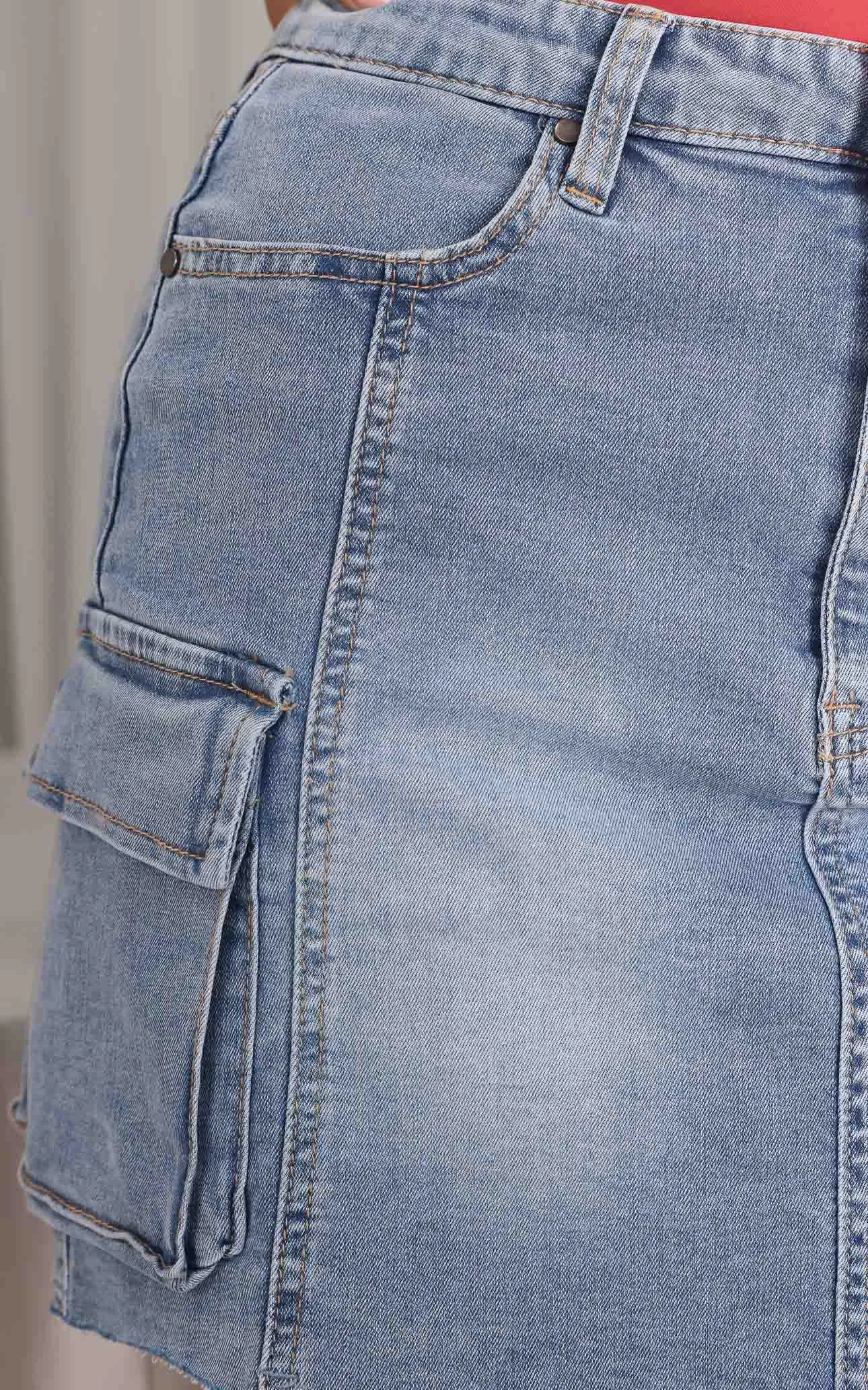 Chester Denim Mini Skirt - Light Blue