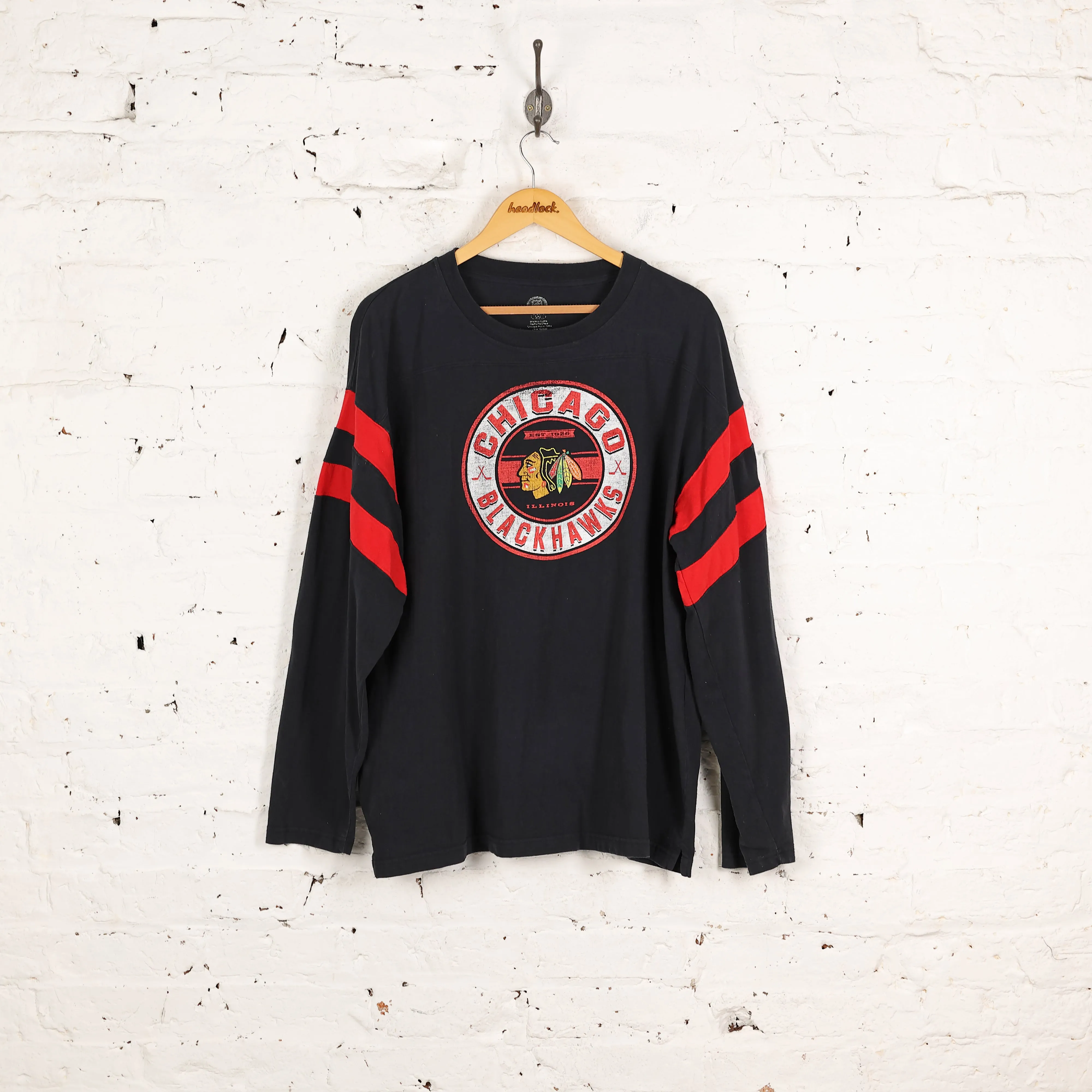 Chicago Blackhawks NHL Long Sleeve T Shirt - Black - L
