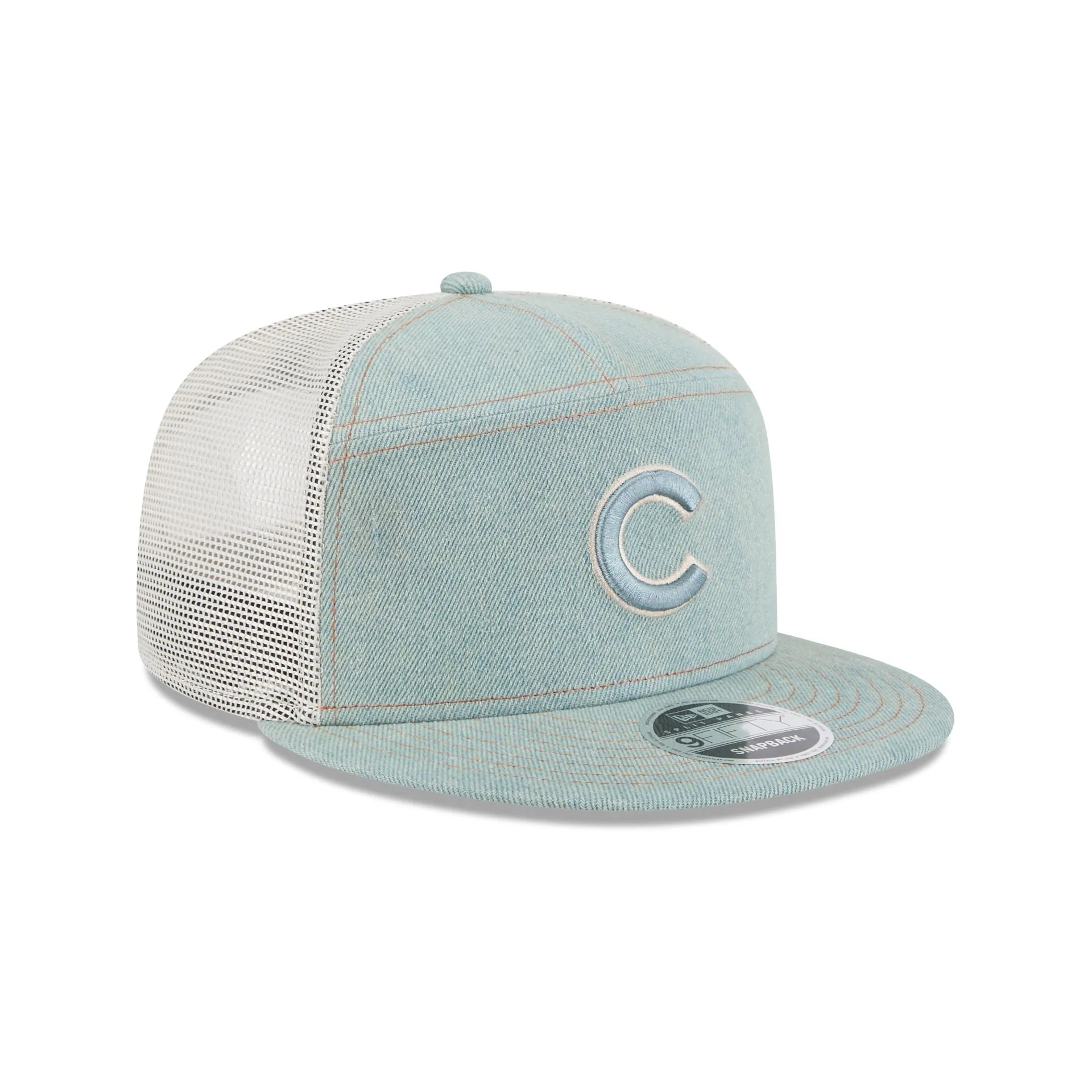 Chicago Cubs Denim 9FIFTY Split Panel Trucker Hat